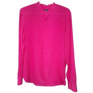 Polo Ralph Lauren Silk Blouse Top Bright Viv Pink Long Sleeve Womens Size Medium